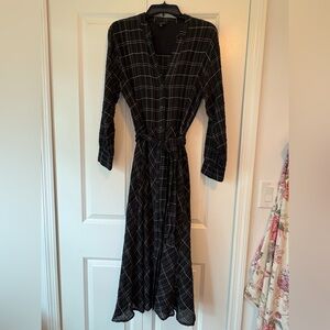 Massimo Dutti Black and White Plaid Maxi Dress
